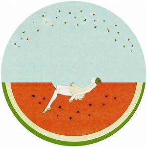 Auction logo - drawing of a woman reclining on watermelon slice
